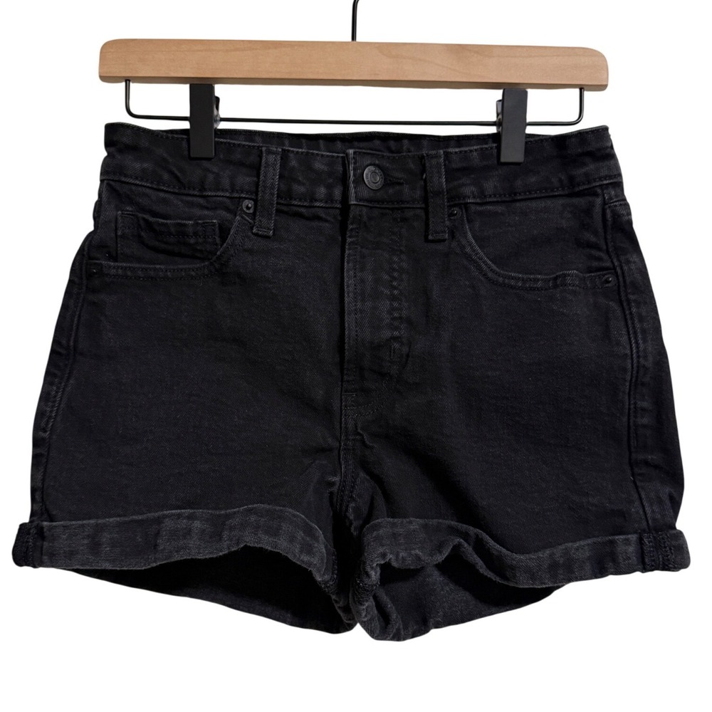 Old Navy OG Short Black Jack High Rise Denim Cuffed Shorts Size 6